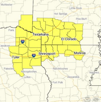 Sixteen counties in southwest Arkansas are under a tornado watch until 10 p.m.