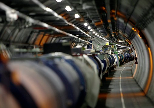 A May 31, 2007, file photo shows the Large Hadron Collider in its tunnel at the European Particle Physics Laboratory, CERN, near Geneva, Switzerland. A spokesman said operations were suspended because a weasel invaded a transformer and set off an electrical outage Friday, April 29, 2016.