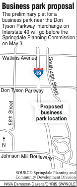 A map showing the location of the proposed Springdale business park.