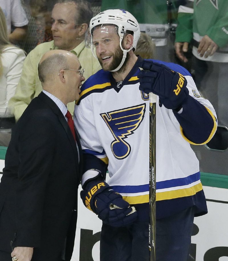 St. Louis Blues center David Backes scored the game-winning goal in overtime to give the Blues a 4-3 victory over the Dallas Stars to even the series at 1-1.