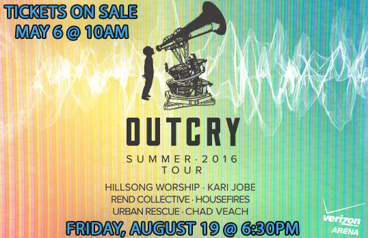 The Outcry Summer 2016 Tour, with Christian artistis Kari Jobe and Hillsong Worship, will make a stop Aug. 19 at Verizon Arena in North Little Rock. 