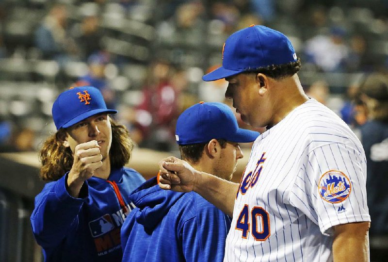 New York Mets pitcher Bartolo Colon continues to command respect on the mound as a 42-year-old. At the plate? Not so much.