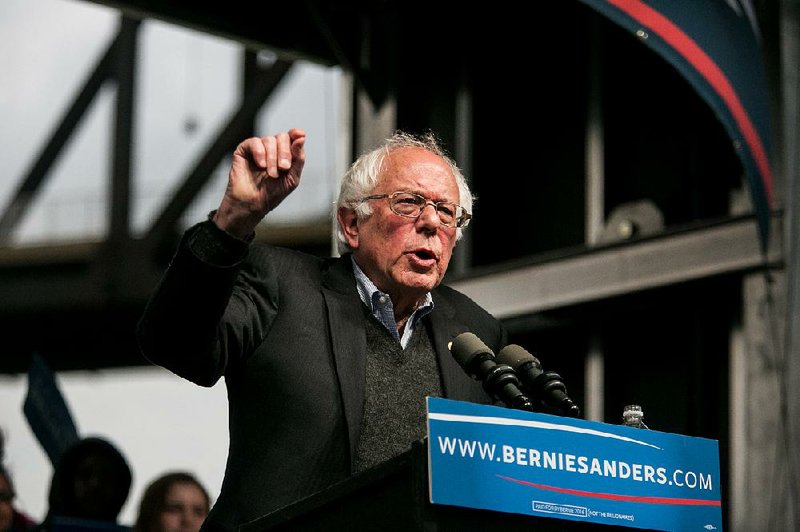Sen. Bernie Sanders speaks at a campaign rally in Louisville, Ky., May 3, 2016. Sanders and Hillary Clinton were in a tight battle for the Democratic presidential primary as votes were being counted in neighboring Indiana on Tuesday night. (Sam Hodgson/The New York Times)