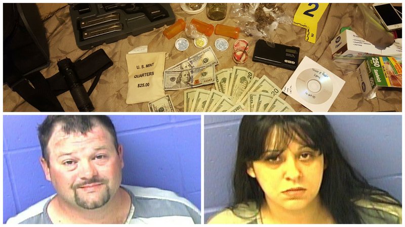 Larry Meeks, 38, (left) and his wife, Anna Meeks, 36, were arrested Tuesday, May 3, 2016, and charged with possession of methamphetamine, ecstasy, Xanax and drug paraphernalia; simultaneous procession of drugs and firearms and maintaining a drug premises, according to the Faulkner County sheriff's office.