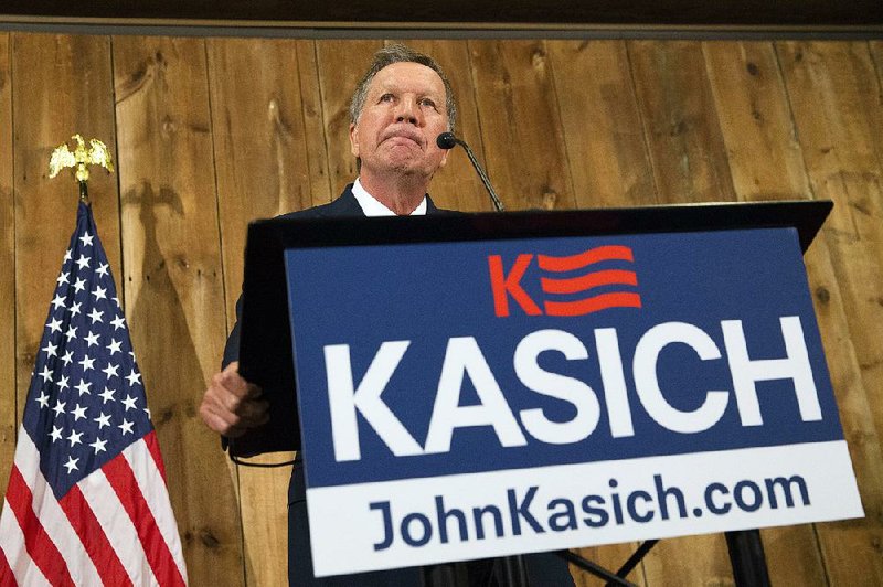 Ohio Gov. John Kasich bows out of the GOP presidential race Wednesday in Columbus, Ohio.