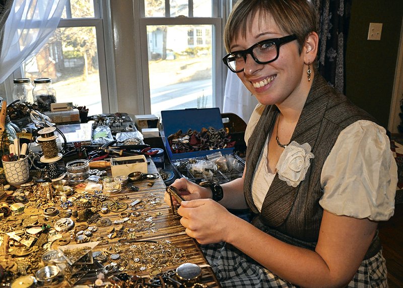 Samantha Extance takes abandoned keys, clock gears, tags and other baubles and turns them into jewelry. She'll be one of 120 artisans showing at Saturday's Little Craft Show in downtown Springdale.