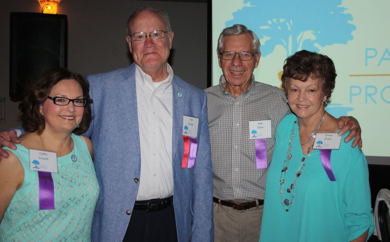 Cathy and Jim Crouch, Pathway to Prosperity Campaign co-chairmen (from left), and Bob and Diane Shaw, honorary co-chairmen, attend the Pathway to Prosperity Endowed Scholarship luncheon April 23 at Mermaids
Seafood Restaurant in Fayetteville.