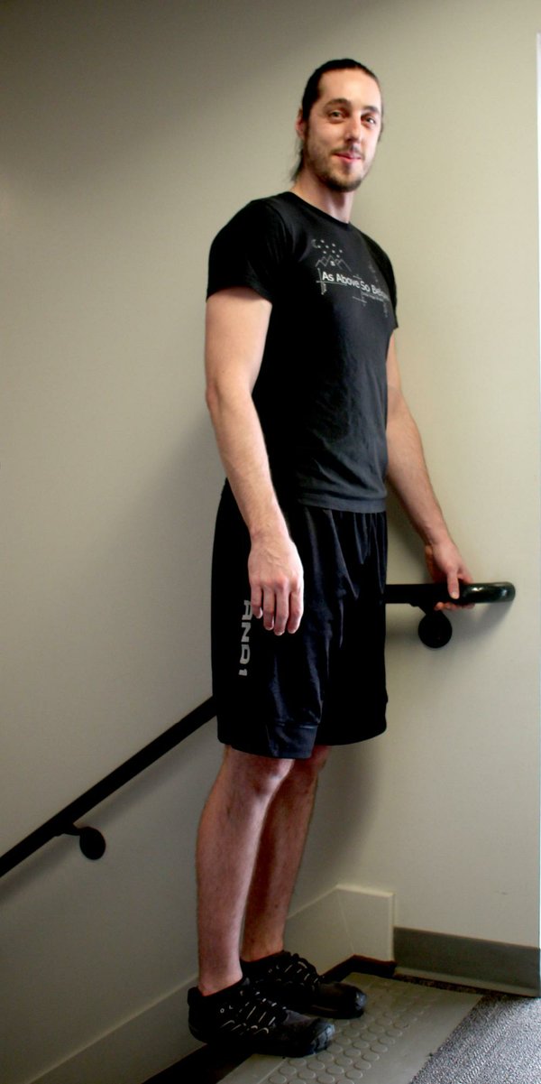 Step up lower leg strength with Stair Calf Raise