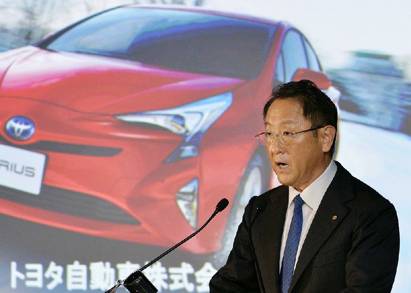 Toyota Motor Corp. President and Chief Executive Officer Akio Toyoda speaks Wednesday at a news conference in Tokyo. 