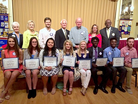 Submitted photo The Hot Springs National Park Rotary Club presents scholarships to graduating seniors and nontraditional students each year. The 2016 recipients were recognized during the club's April 27 luncheon at the Arlington Resort Hotel & Spa. Funds for the scholarships are provided by the Hot Springs National Park Rotary Scholarship Foundation Trust, the Joe F. Fish Scholarship Endowment Fund and donations from the membership. Recipients were front, from left, Madison Hair, JFF Rotary Scholar, Arkansas Tech University, Nursing; Chloe Worley, Kleinman Scholar, University of Arkansas or the University of Central Arkansas, Political Science and Pre-Law; Andi Sheridan, JFF Rotary Scholar, National Park College, Nursing; Haley Murray, JFF Rotary Scholar, Arkansas, Biology and Occupational Therapy; Kaylinn Hutter, JFF Rotary Scholar, Arkansas Tech-Ozark Campus, Physical Therapy; Alex Ladd, ASMSA Interact Scholar, Jackson State University, Biology and Pre-Med; Miles Vincent, ASMSA Interact Scholar, Baylor University, Sports Medicine; and Zakary Gould, JFF Rotary Scholar, Arkansas State University, Civil Engineering. Rotarians, back, from left, were Carol Hollingshead, Betty Kleinman, Ira Kleinman, Roger Giddings, Al Carney, Diane LaFollette and Richard Herrington.