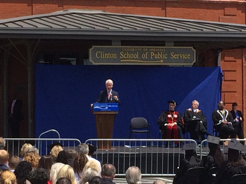 Former President Bill Clinton gives the commencement address Sunday at the Clinton School of Public Service's graduation ceremony.