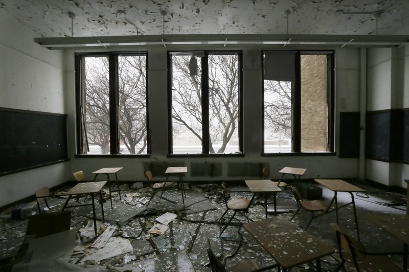 This file photo from Jan. 6, 2015, shows a vacant classroom at Southwestern High School in Detroit. 