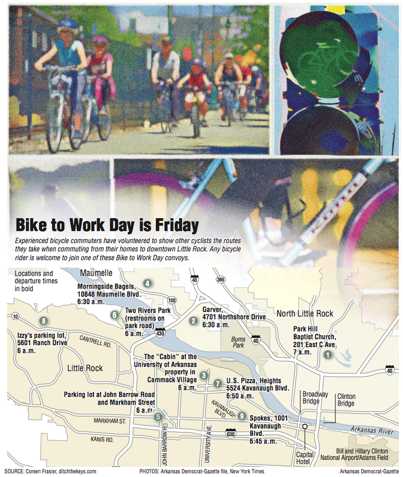 Arkansas Democrat-Gazette Map/Photos for Bike to work day. 