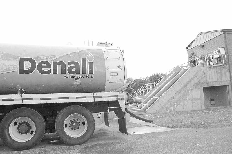LYNN KUTTER ENTERPRISE-LEADER Denali Water Solutions has been hauling water from an irrigation pond at Valley View golf course to be treated at the Prairie Grove Wastewater Treatment Plant. The water was hauled away so the irrigation would not overflow.