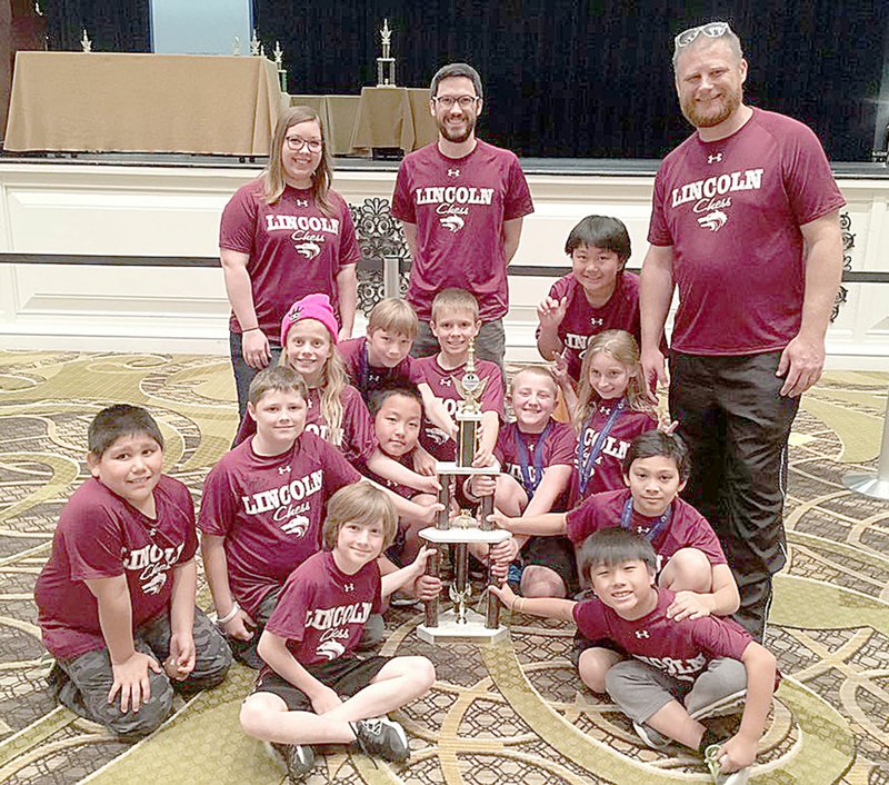 The chess team from Lincoln Middle School is the K-6 Unrated National Chess Champion. They competed in a national elementary tournament May 6-8 in Nashville, Tenn. Team members are Luis Calvillo, Jace Birkes, Kaleb Roy, Tristan Raines, Elizabeth Bryant, Symphony Richards, Chilong Vang, Justus Thao, Nathan Lee, Diego Trillo, Ty Burks, Paulo Ortiz and coaches Ryan Billingsley, Ivan Huffmaster and Bekka McAfee. Birkes, Roy, Vang, Trillo and Ortiz finished in the top 10 of their divisions.