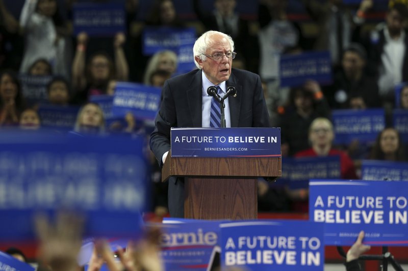  In this May 8, 2016 file photo, Democratic presidential candidate, Sen. Bernie Sanders, I-Vt., speaks at a campaign rally in Piscataway, N.J. 