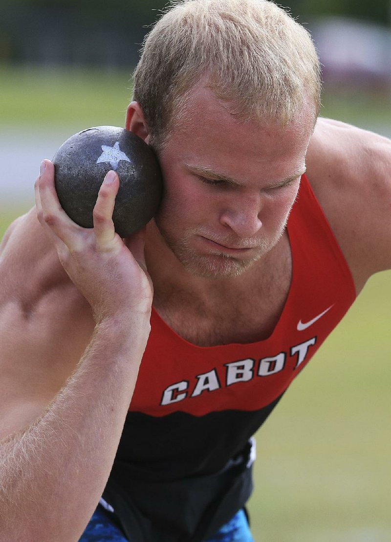 Cabot’s Mark Odom leads the decathlon after Wednesday’s opening day. 