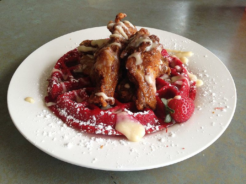 Ceci’s Chicken & Waffles in North Little Rock offers several savory chicken and sweet waffle combinations, including red velvet. 