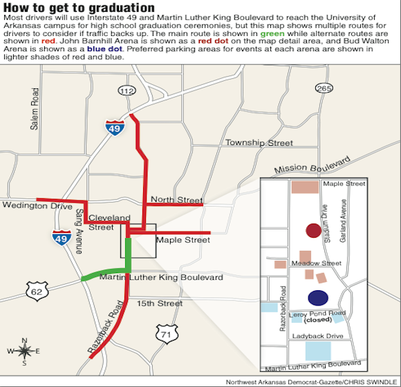 A map showing NW graduation information.