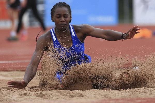 Jada Baylark of Little Rock Parkview competes in the heptathlon on Wednesday, May 18, 2016, at Cabot High School. 