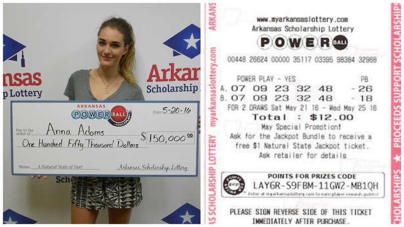 LEFT: Anna Adams of Conway poses with an oversized check after winning $150,000 on a Powerball ticket.
RIGHT: Jimmy Coats of Little Rock bought this Powerball ticket, which won $200,400.