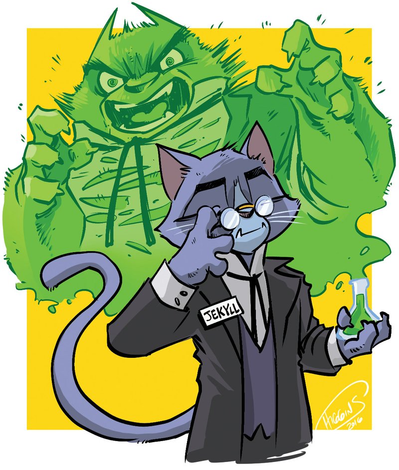 Arkansas Democrat-Gazette Jekyll and Hyde cat illustration.