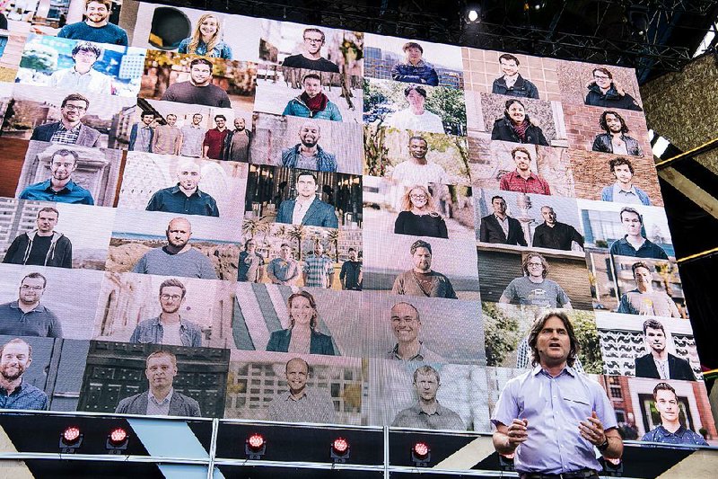 Jason Titus, vice president of developer products for Google Inc., speaks during the Google I/O Annual Developers Conference in Mountain View, Calif., last week. French prosecutors and police searched Google’s Paris offices on Tuesday in an ongoing tax-fraud investigation. 