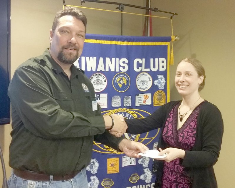 Photo submitted Siloam Springs Kiwanis Club President David Bailey presented a check for $250 to Karen Woodruff from the Siloam Springs Museum. Woodruff also was the club&#x2019;s guest speaker at its weekly meeting on May 18. Woodruff talked about the upcoming Heritage Festival. The Kiwanis Club meets from 11:30 a.m. to 1 p.m. every Wednesday in the Dye Conference Room on the campus of John Brown University.