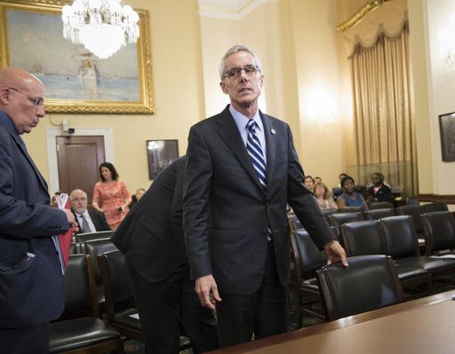 Transportation Security Administration chief Peter Neffenger arrives on Capitol Hill in Washington, Wednesday, May 25, 2016, to testify before the House Homeland Security Committee, which is looking for answers on how to balance security with long lines at airport checkpoints.