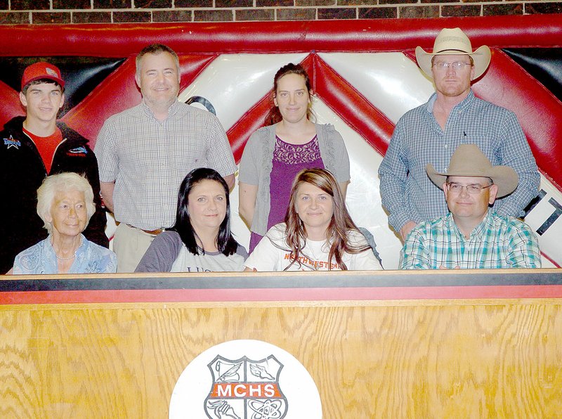 McDonald County&#x2019;s Allie O&#x2019;Brien recently signed a letter of intent to join the rodeo team at Northwestern Oklahoma State University in Alva, Okla. Front row, left to right: Mary O&#x2019;Brien, Mindy O&#x2019;Brien, Allie O&#x2019;Brien and Jason O&#x2019;Brien. Back row: Roper O&#x2019;Brien, Eric Roller, Emily Hutton and Stockton Graves.