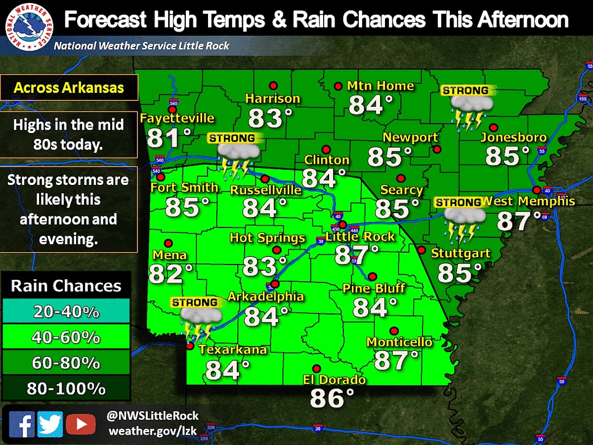 Thunderstorms likely in parts of Arkansas; flash flood warning issued ...