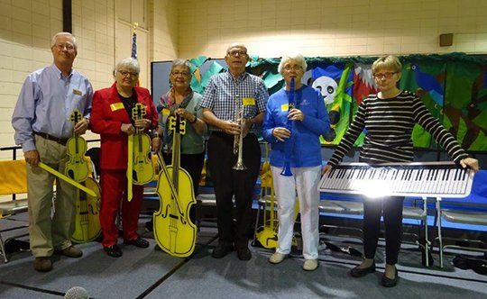 Submitted photo ORCHESTRA AND YOU: The Hot Springs/Hot Springs Village Symphony Guild is gearing up for its third year of workshops for Orchestra and You, an educational program designed to introduce second and third grade students to the instruments of orchestra. The program's committee of volunteers includes, from left, Jim Piersol, Nancy Foris, Eileen Miller, Jim Kelly, Pat Fleshner and Gerelyn Kelly.