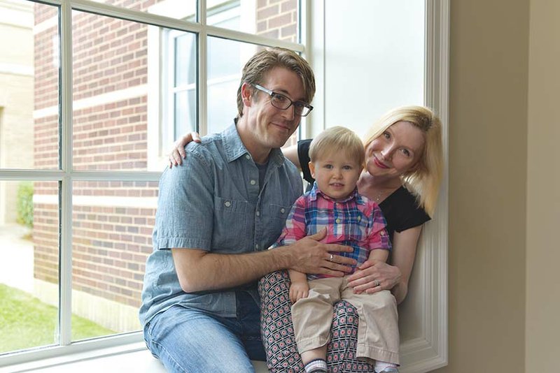 Nisi Sturgis and Jordan Coughtry pose with their 21-month-old son, Owen, as the couple discuss their upcoming roles in the 10th season of the Arkansas Shakespeare Theatre.