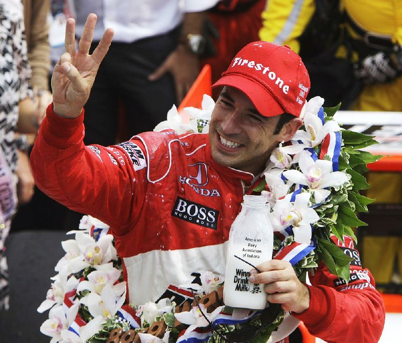 Helio Castroneves, shown after winning his third Indianapolis 500 in 2009, is still looking for his fourth Borg-Warner Trophy which would tie him with A.J. Foyt, Al Unser Sr. and Rick Mears.