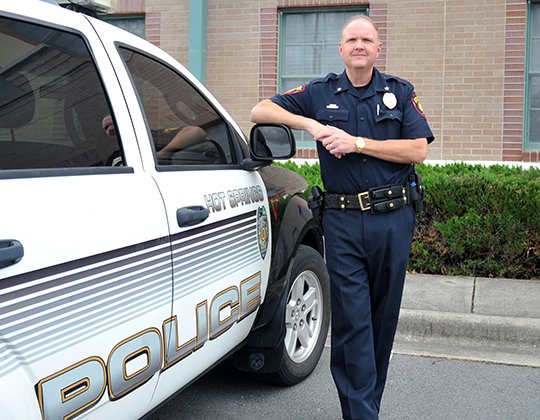 The Sentinel-Record/Mara Kuhn TOP COP: Jason Stachey is shown outside the Hot Springs Police Department on Friday shortly after he was named the new Hot Springs police chief, effective today.