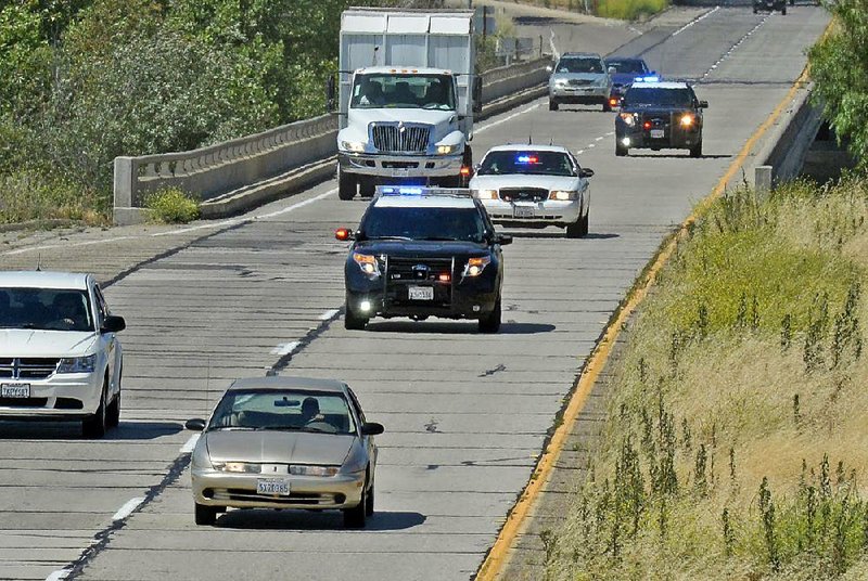 California Highway Patrol units pursue a car Thursday that was believed to be connected to the disappearance of a northern California girl. The search for the kidnapped teen continued Saturday. 