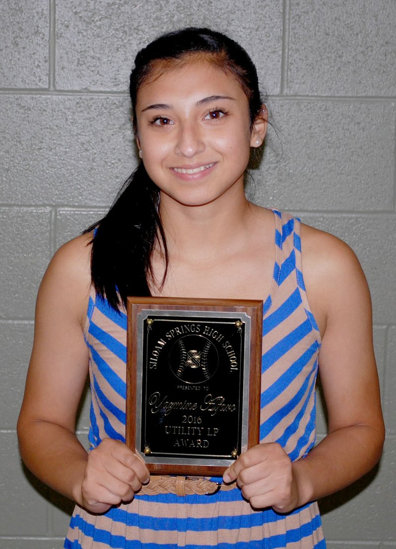 Alfaro earns Utility Award Graham Thomas/Siloam Sunday Siloam Springs junior Yazmine Alfaro earned the Lady Panthers Utility Award for the 2016 softball season.