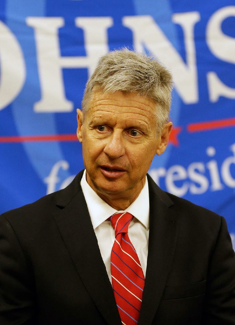 Libertarian presidential candidate Gary Johnson speaks to supporters and delegates at the National Libertarian Party Convention, Friday, May 27, 2016, in Orlando, Fla. 