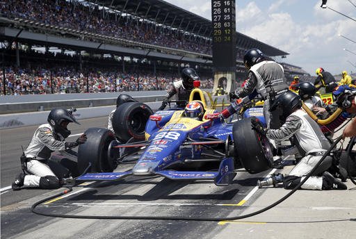 Alexander Rossi, shown here making a pit stop, is the first rookie since 2001 to win the Indianapolis 500.  