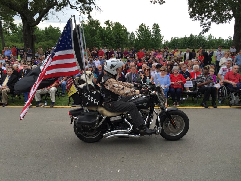 Gov. Asa Hutchinson attended a Memorial Day ceremony along with several bikers at the Arkansas State Veterans Ceremony in North Little Rock. 