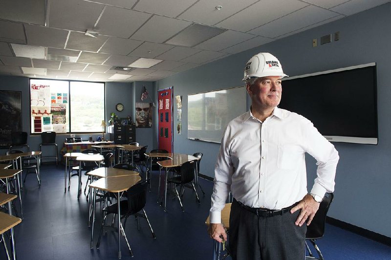 North Little Rock School District Superintendent Kelly Rodgers conducts a tour Thursday of ongoing construction work at North Little Rock High School.