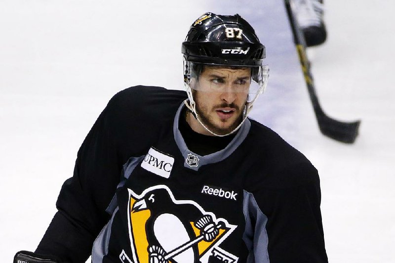 Pittsburgh Penguins' Sidney Crosby skates during hockey practice at the Consol Energy Center in Pittsburgh, Sunday May 29, 2016. 