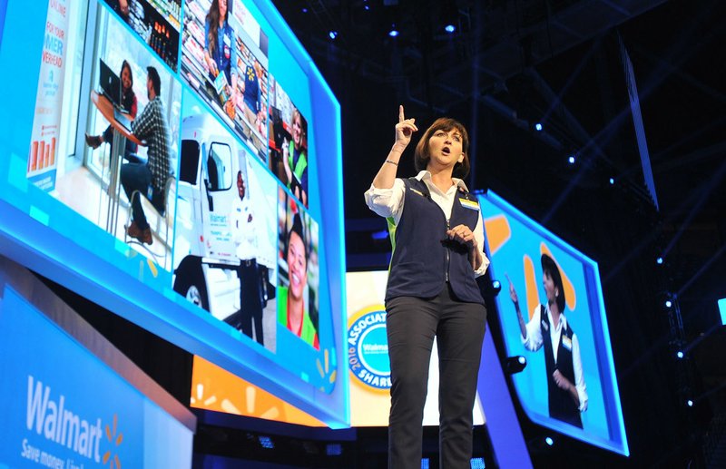 FILE — Judith McKenna, Wal-Mart U.S. chief operating officer, speaks during a Wal-Mart U.S. meeting in this 2016 file photo. 