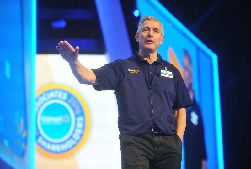 Greg Foran, president and CEO of Wal-Mart U.S., speaks Wednesday during the Wal-Mart U.S. meeting. 