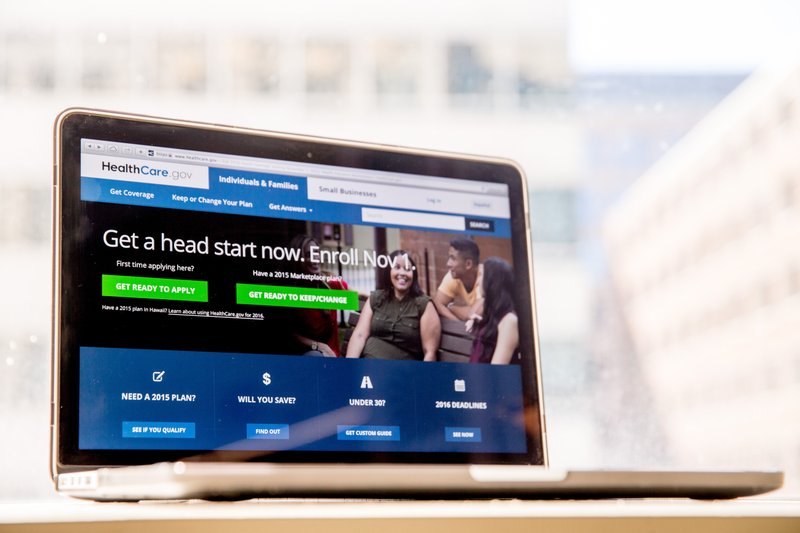 In this Oct. 6, 2015, file photo, the HealthCare.gov website, where people can buy health insurance, is displayed on a laptop screen in Washington. 