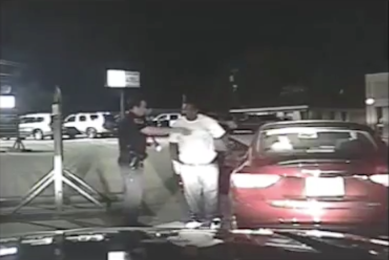 A screen capture from a video of a traffic stop and confrontation that led to the shooting of Willie Tillman by a Fayetteville officer.