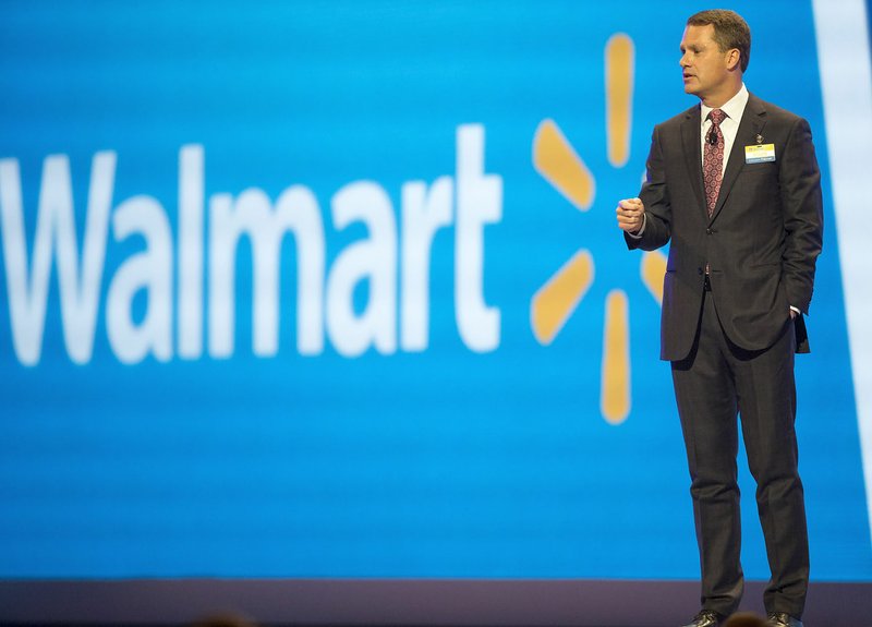 NWA Democrat-Gazette/JASON IVESTER Doug McMillon, chief executive officer and president, talks on stage during the annual Wal-Mart Shareholders Meeting on Friday, June 3, 2016, at Bud Walton Arena in Fayetteville.