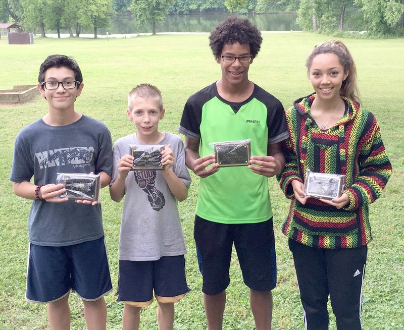 Seventh-grade high athletes recognized Photo submitted The following athletes, from left, A.J. Arriaga, Michael Capehart, Keegan Soucie and Jaebri Johnston, were four of several award winners for seventh-grade track and field at Siloam Springs. Arriaga was the most outstanding field event honoree, while Capehart earned Heart of a Panther and Soucie most valuable. Johnston was most valuable on the girls team.
