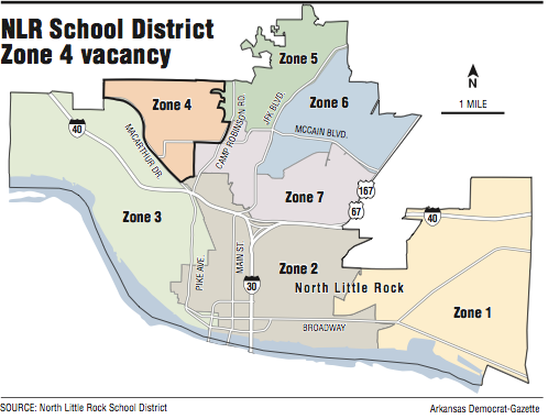 Map showing the NLR School District Zone 4