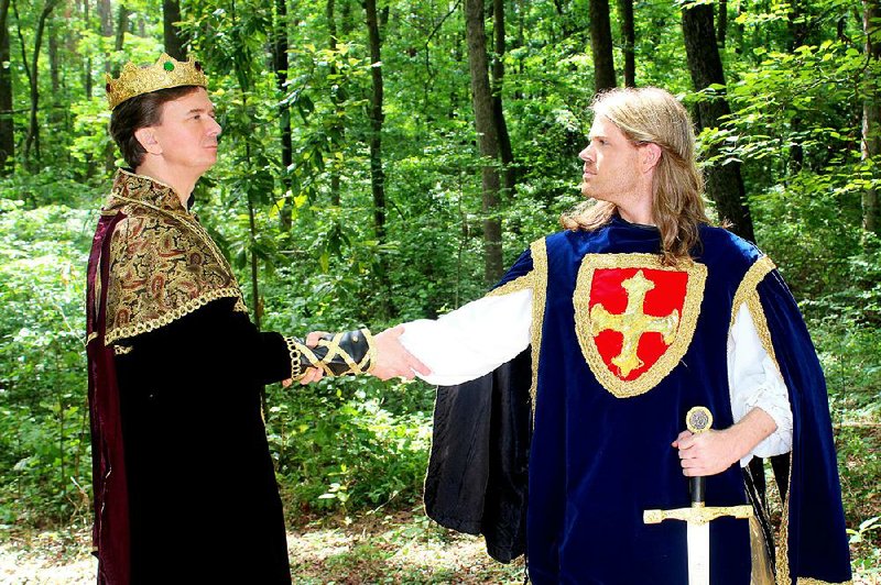 Harold Dean (left) plays King Arthur with Kevin Crumpler as Lancelot in the Royal Players’ production of Camelot.
